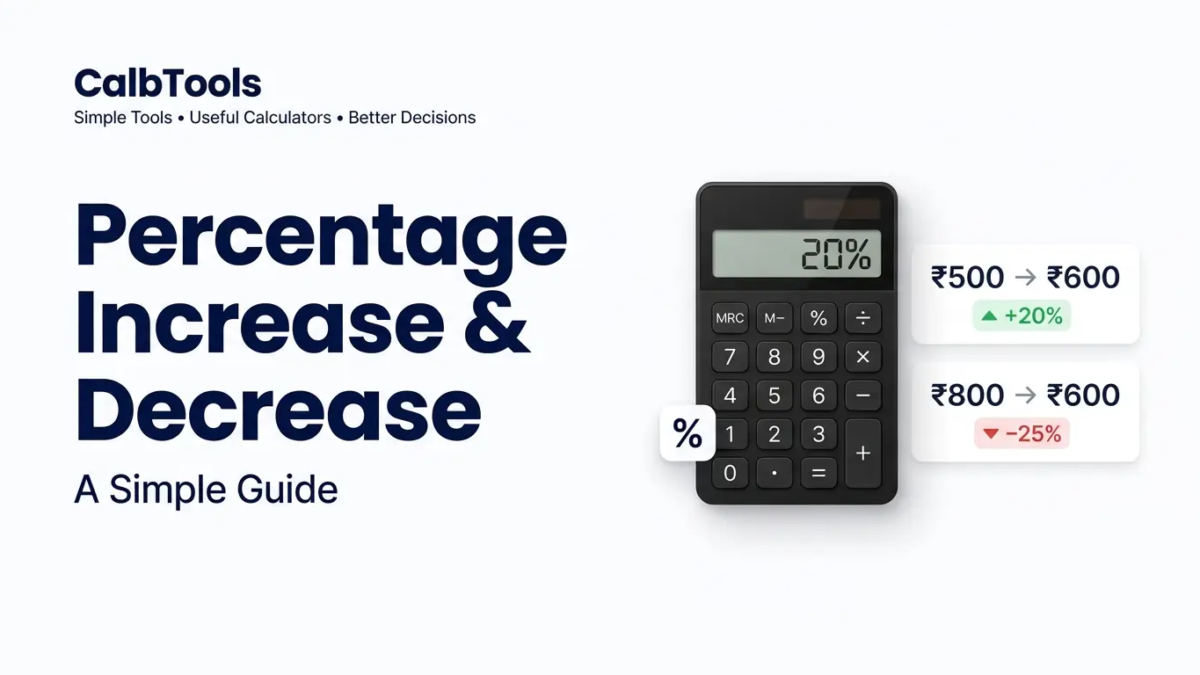 Calculator showing percentage increase and decrease examples