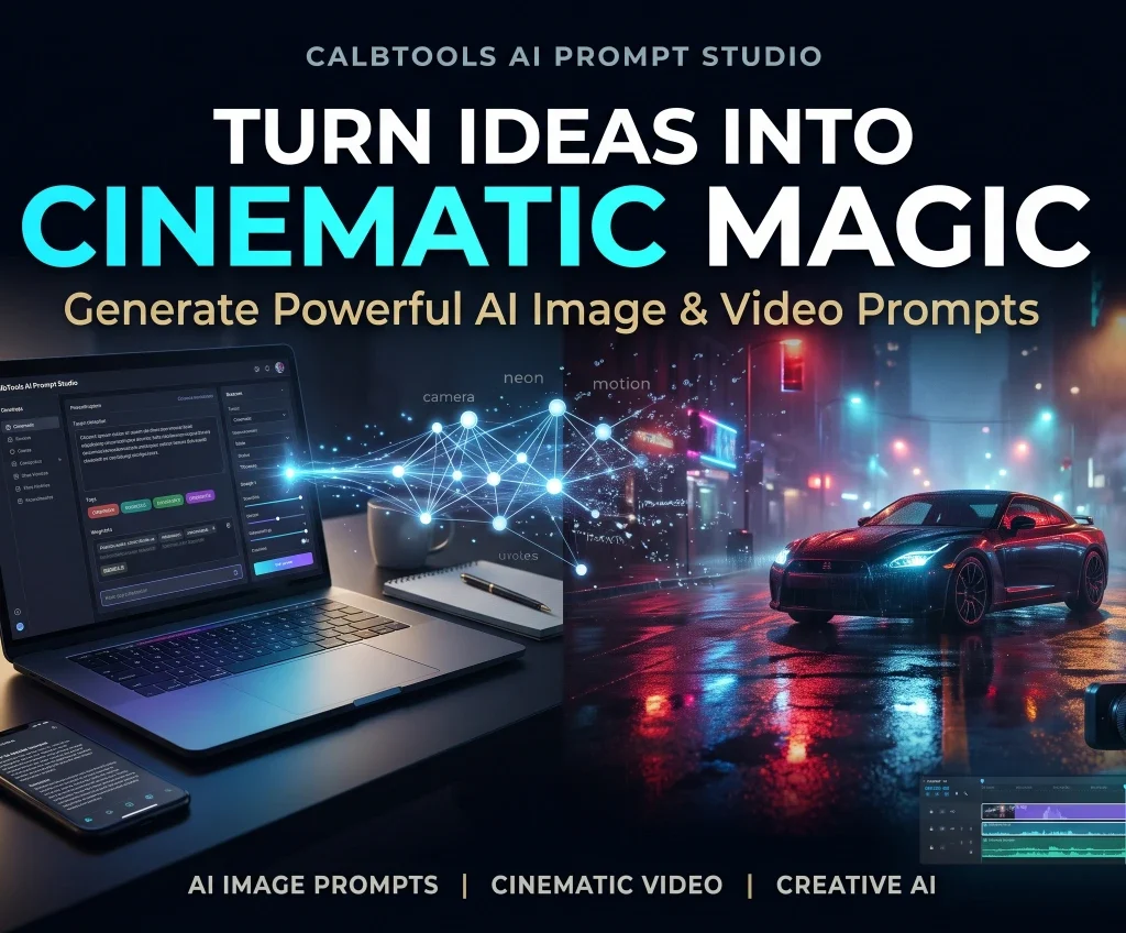 AI Prompt Generator Studio for generating cinematic AI image and video prompts