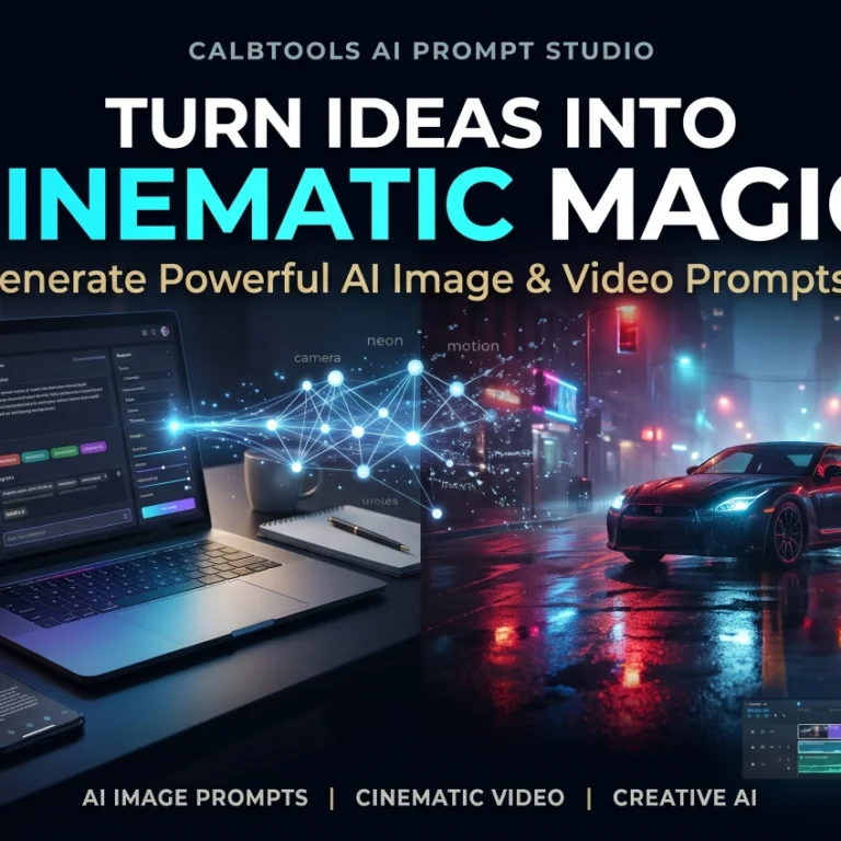 AI Prompt Generator Studio for generating cinematic AI image and video prompts